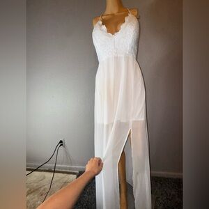 Elegant White Lace mesh  Dress